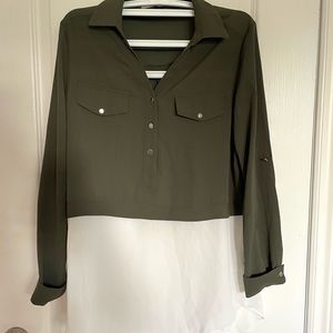 Long Faux Button Up Blouse